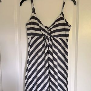 Gray and white striped maternity dress